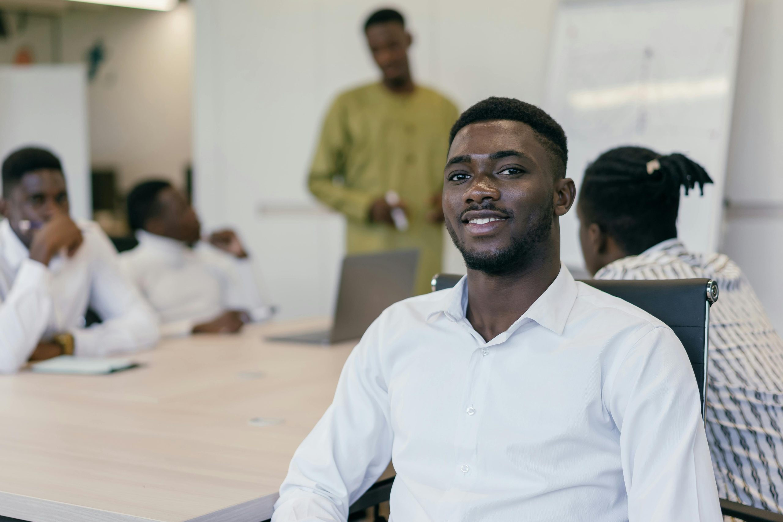 Business employee at a meeting to begin the process of ESOP or employee ownership